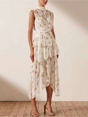 SHONA JOY Julieta Sleeveless Ruched Midi Dress